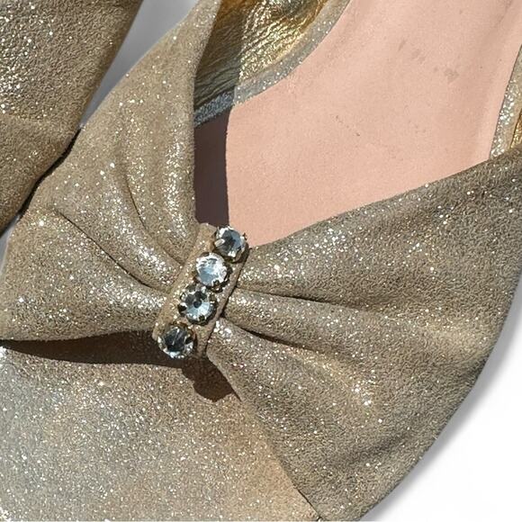 2/$25 Kate Spade Gold Shimmer Sandals Slides Fairycore Embellished Soft Girl 7.5 - Picture 7 of 12